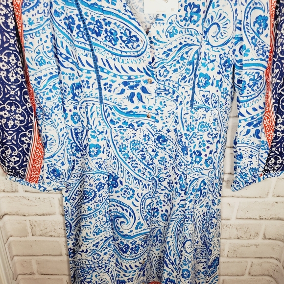 Zara printed tunic midi maxi dress white xs small nwt - Picture 3 of 7